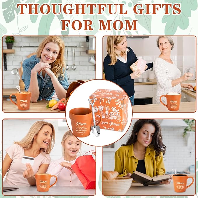 Christmas Birthday Gifts for Mom from Daughter Son, Funny Novelty Gardening Plant Lover Gifts for New Step Bonus Mom, Mother, Best Mom Ever Gift, Moms Mug