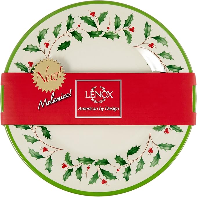 Lenox 863668 Holiday 4-Piece Melamine Accent Plate Set, 12 cubic inches, Christmas Dinnerware, Hosting