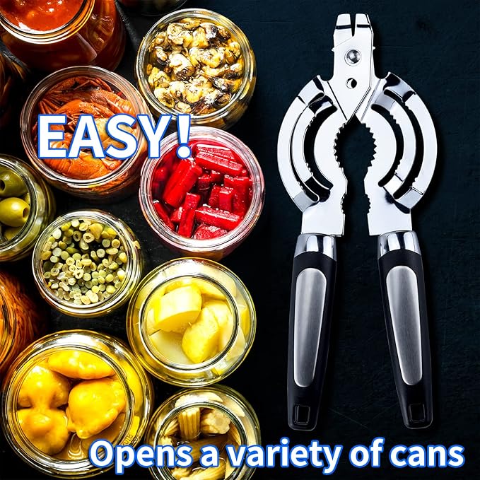 Stainless Steel Jar Opener, Multi Jar Opener for Weak Hands, Beer Bottle Opener for Arthritic Hands, Seniors with Arthritis
