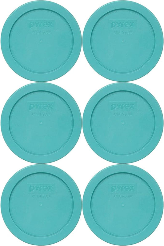 Pyrex 7200-PC 2-Cup Turquoise Food Storage Replacement Lid (6-Pack) - Made in USA