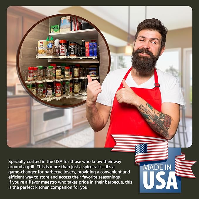 Vertical Spice Narrow Spice Rack - Sliding Spice Jars Organizer - Pantry Organizers & Storage - Slide Out Drawers for Kitchen Cabinets - Seasoning Caddy (2.3" W x .9.25" H x 10.6" D, Assembled)
