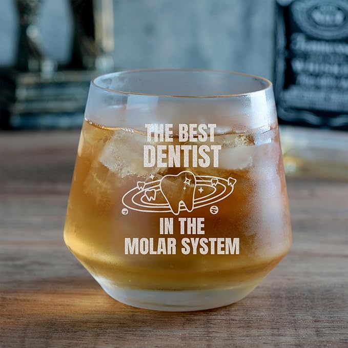 Custom Engraved Whiskey Glass - Personalized Dentist Gifts, Graduation Gift for Dental Student, Birthday Appreciation Gift for Dentist Assistant Hygienist Medical Graduate (Whiskey, Dentist)