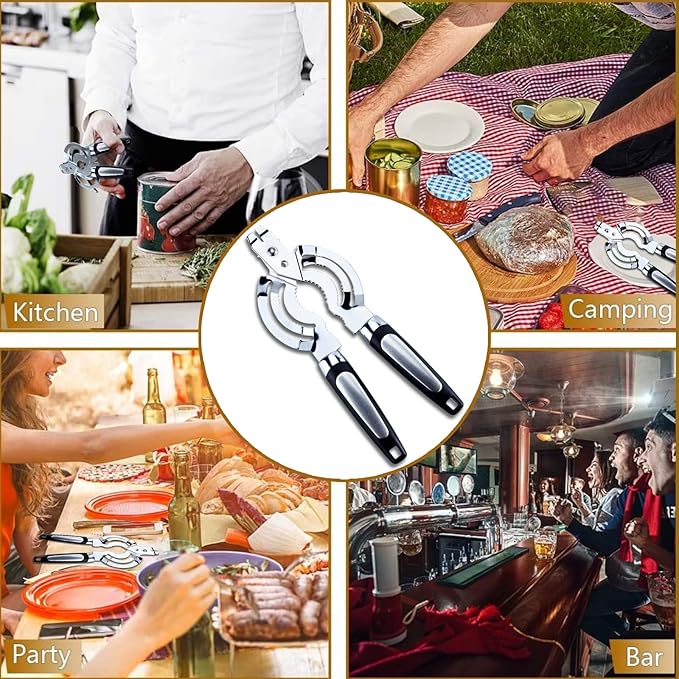 Stainless Steel Jar Opener, Multi Jar Opener for Weak Hands, Beer Bottle Opener for Arthritic Hands, Seniors with Arthritis