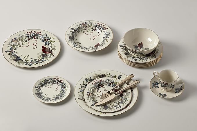 Lenox 185518002 Winter Greetings Dinner Plate, Christmas Dinnerware