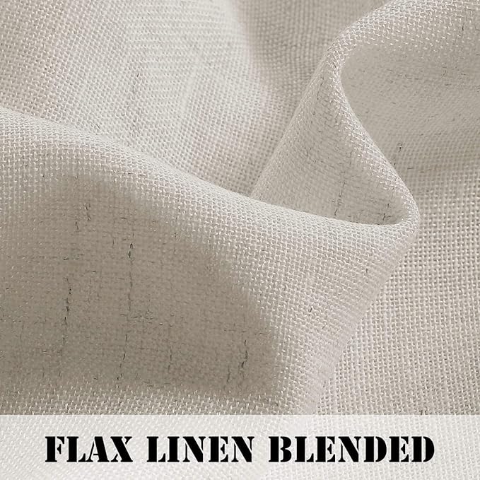 H.VERSAILTEX Natural Effect Extra Long Curtains 108 Inches Made of Linen Mixed Rich Material Rod Pocket Window Panel Drapes for Living Room/Dining Room/Bedroom Set of 2, Angora - 9 FT Tall