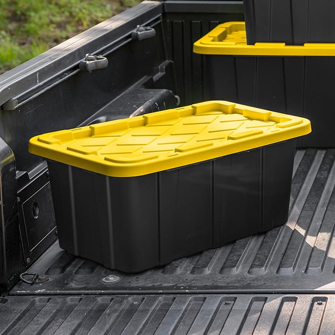 Sterilite 12-Pack Industrial Tote, Plastic Storage Container Bins with Lids, 17 Gallon - Heavy-Duty Organizing Containers for Closet, Bathroom, and Office