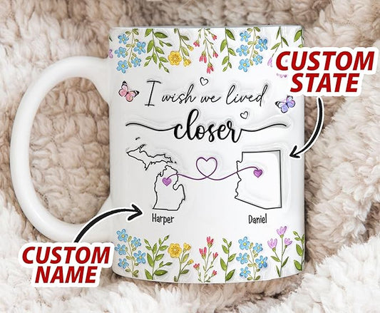 I Wish We Lived Closer Mug, Best Friends Coffee Mugs, Personalized Mugs With Names, Christmas Birthday Gifts For Best Friend Funny Mugs, Sisters Gifts From Sister, Long Distance Gift For Women