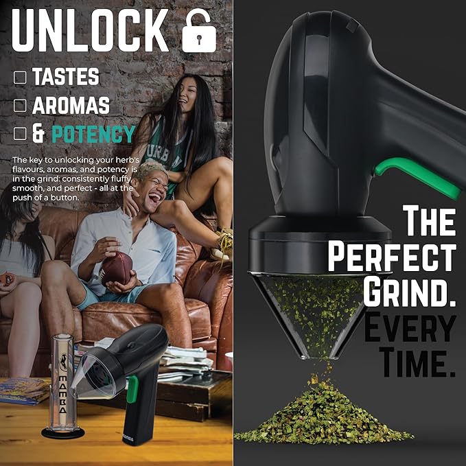 Mamba Monster 3.5g Black USB Electric Herb Grinder. Large Capacity Portable Metal Herbal Machine & Spice Mill for the Kitchen