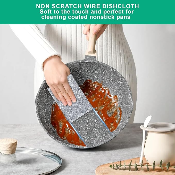 6 Pcs New Upgrade Steel Wire Dishcloth,Multipurpose Reusable Non Scratch Wire Dishcloth,Metal Dish Cloth Wet and Dry,for Kitchen Cleaning,Sinks, Dishes,Stove Top