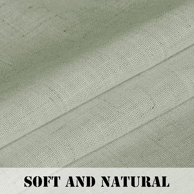 H.VERSAILTEX Sage Curtains 96 Inches Long for Bedroom 2 Panels Rod Pocket Linen Draperies Neutral Boho Farmhouse Semi Privacy Sheer Light Filter Curtains for Living Room Home Office 8 FT