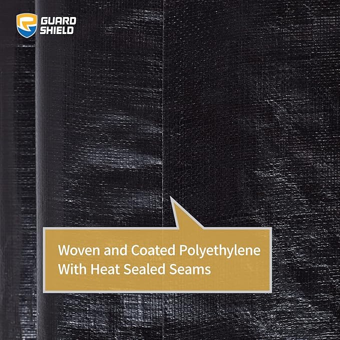 GUARD SHIELD Tarps Heavy Duty Waterproof 18x24 Feet Black Poly Tarp Cover Square Outdoor Thick UV Resistant Tarpaulin with Grommets 10mil