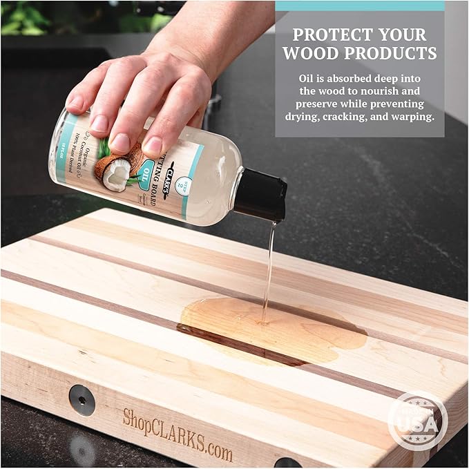 CLARK'S Cutting Board Care Kit with Coconut Oil - Includes Butcher Block Oil and Wax - Made with Refined Coconut Oil, Natural Beeswax, and Carnauba Wax - For Kitchen Countertops and Butcher Blocks
