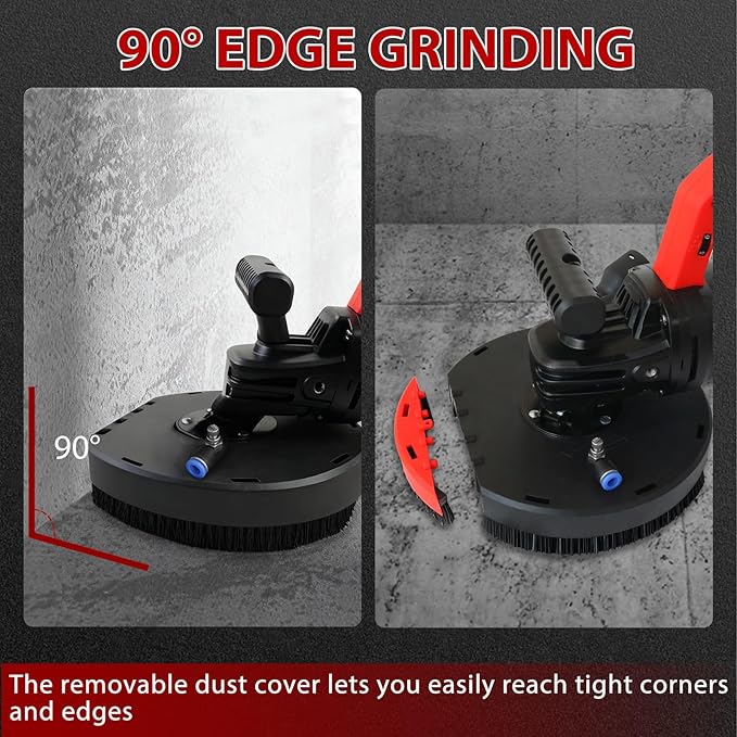 7 Inch Concrete Grinder, 2200W Motor 2200-6600RPM 6-Speed Adjustable Angle Grinder with Dust Shroud, 90° Floor Grinder Kit, Diamond Wheel & Auxiliary Handles for Wall & Floor