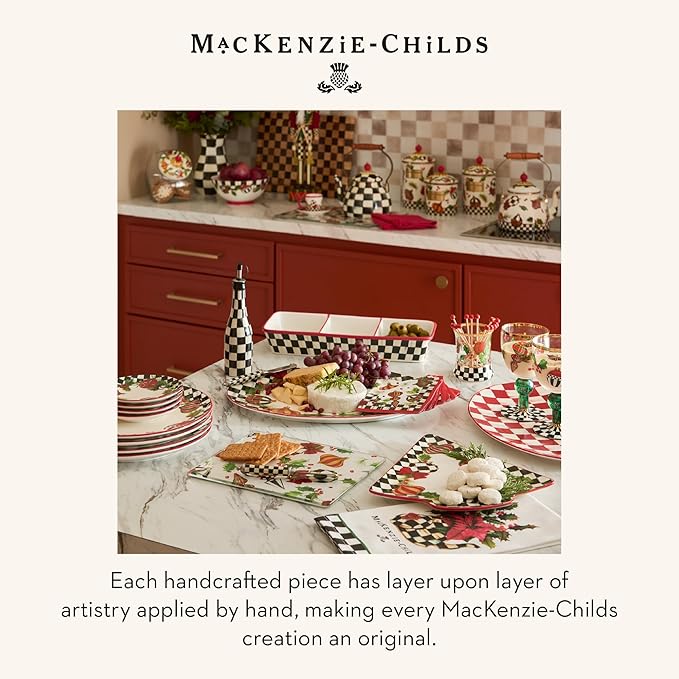 MACKENZIE-CHILDS Enamel Canister, Kitchen Storage Container with Lid, Small, Deck the Halls