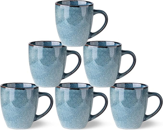 GBHOME Ceramic Coffee Mugs Set of 6, 12oz Stoneware Coffee Mugs Set For Dad Mom Women MEN, Light Weight Coffee Cups for Latte/Tea/Beer/Hot Cocoa, Dishwasher & Microwave Safe