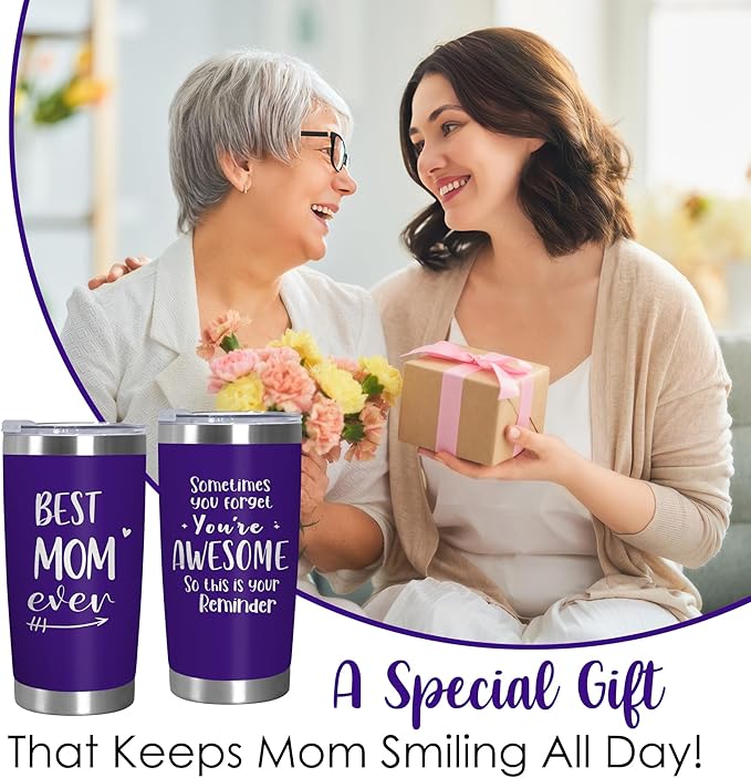 TEEZWONDER Mom Birthday Gifts from Daughter Son - 20 oz Stainless Steel Insulated Coffee Tumbler with Lid - Birthday Gifts for Mom, Mama Gift Ideas, Gift for Mother in Law Stepmom