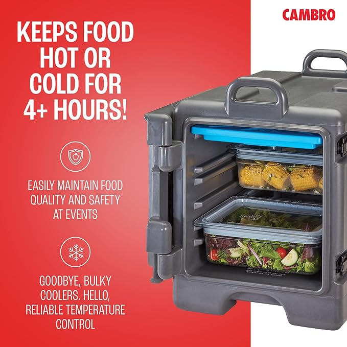 Cambro Insulated Food Pan Carrier - Hotbox and Food Warmer for Catering & Transport - Front Load UPC300 Series (Charcoal Gray)