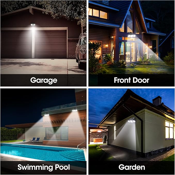 EverBrite Solar Outdoor Lights, 128 LED 7000K Solar Motion Sensor Lights, 3 Heads Security LED Flood Light, 270° Wide Lighting, IP65 Waterproof, Wall Light for Yard Patio Garden Pathway Porch