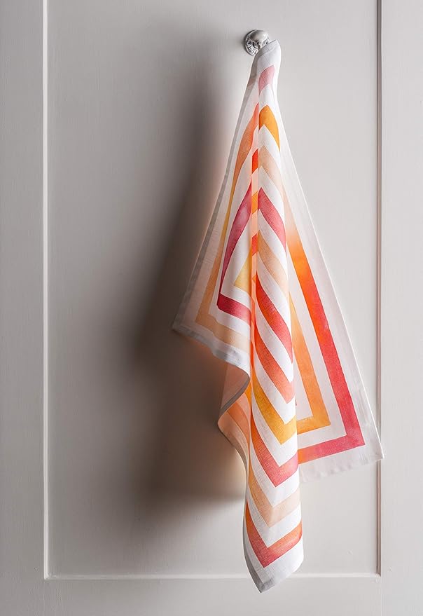 Maison d' Hermine Kitchen Towels Set of 3 100% Cotton 27.50" x 20" Reusable Cloth Tea Dish Towels Absorbent with Hanging Loop for Kitchen, Home, Dining, Cocktail Parties Spring/Summer (Summer Maze)
