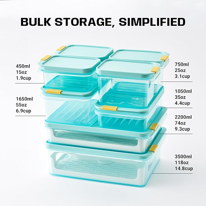 LocknLock HFL105 Freezer Fit Plastic Food Storage Container with Lid for Kitchen, Lunch, Meal Prep, and Leftovers, BPA-Free, Airtight, Leakproof, Microwave, Dishwasher-Safe, 2.2L