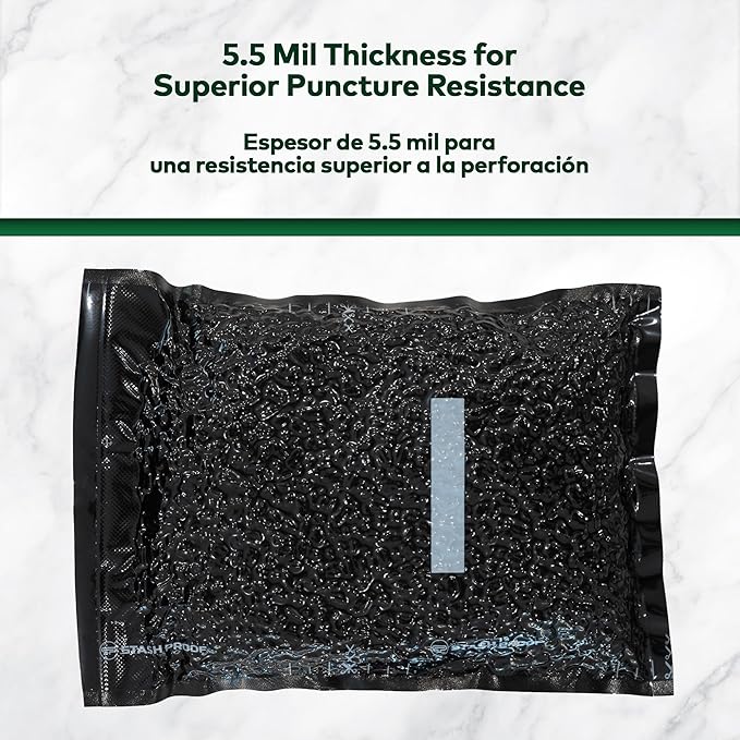 Vacuum Seal Bags 11" x 24" (50 Count) 5.5 Mil (Black and Black) - BPA Free Commerical Grade Food Saver for Storage, Sous Vide, and Meal Prep Sealer Bag