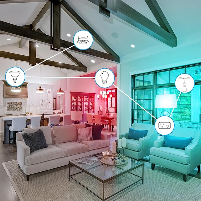 Feit Electric Smart Light Bulbs with RGBW Color Changing and Tunable White, 60W Replacement, Dimmable, Wi-fi Enabled, No Hub Needed, Works with Alexa and Google, OM60/RGBW/CA/AG/3, 3 Pack