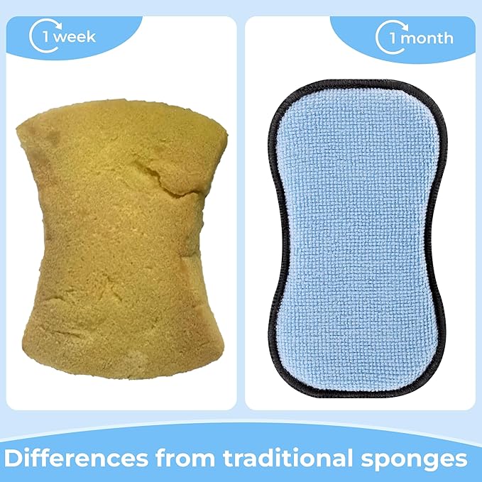 GRANNY SAYS Sponges Kitchen for Washing, Dish Washing Scrubbers, Scrubbing Pad for Cleaning, Scrub Sponges for Kitchen Non - Scratch, Scouring Pad for Pots and Pans, Washable & Microfiber Pad, 6 Pack