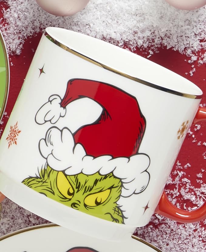 Lenox 898097 Merry Grinchmas Stackable Mugs, Service For 4, Assorted, Christmas, Drinkware Set, Holiday Glasses