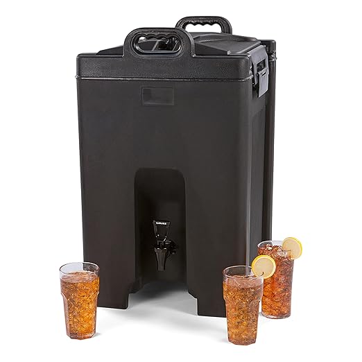Carlisle FoodService Products Cateraide Insulated Beverage Dispenser with Handles for Catering, Kitchen, and Restaurants, Plastic, 10 Gallons, Black