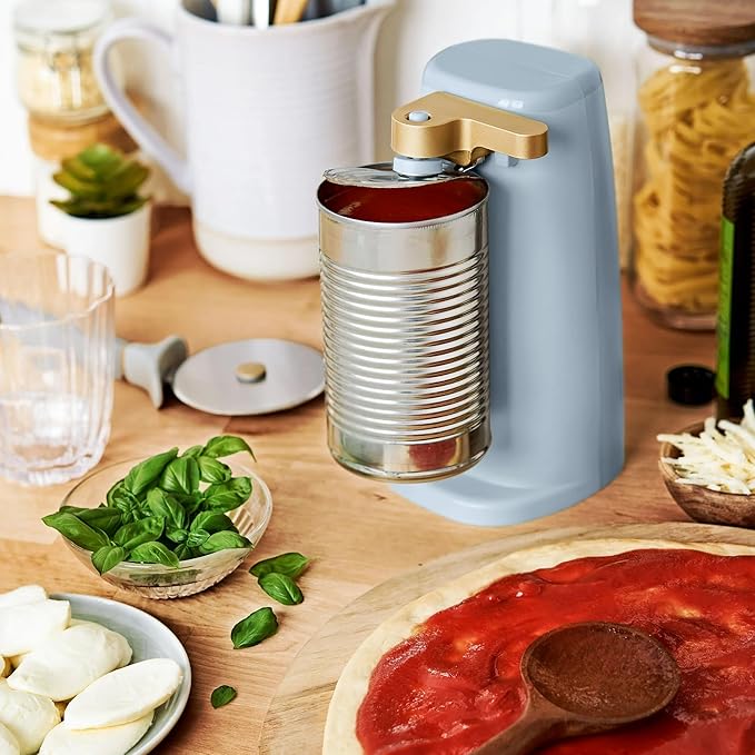 Beautiful Automatic Can Opener Kit, Hands-Free Electric Opener with Safety Auto-Stop & Magnetic Lid Catcher, Special Edition (Blue)