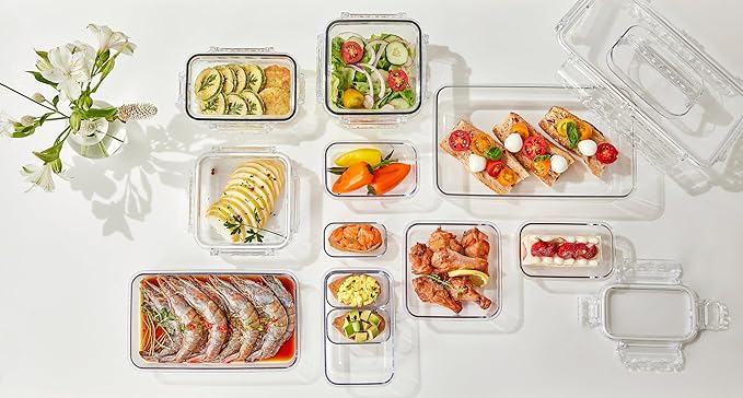 Crystal Lock Airtight Food Storage Containers with Lids Gift Set(7 pack) Tritan | BPA-Free Meal Prep Container | Microwave, Freezer and Dishwasher Safe | Leak-Proof | Fresher Food