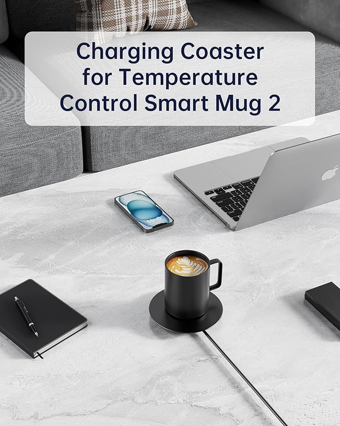 WUKUR Charging Coaster 2 Compatible with Temperature Control Mug 2, Smart Mug Charger for Smart App-Controlled Temperature Travel Mug