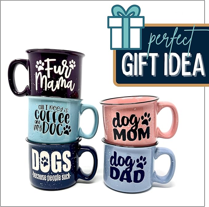 Cute Funny Coffee Mug for Dog Lovers - Dog Mom, Dog Dad, Fur Mama - Unique Fun Gifts for Her, Dad, Mom, Sister, Teacher, Coworkers - Coffee Cups & Mugs with Quotes
