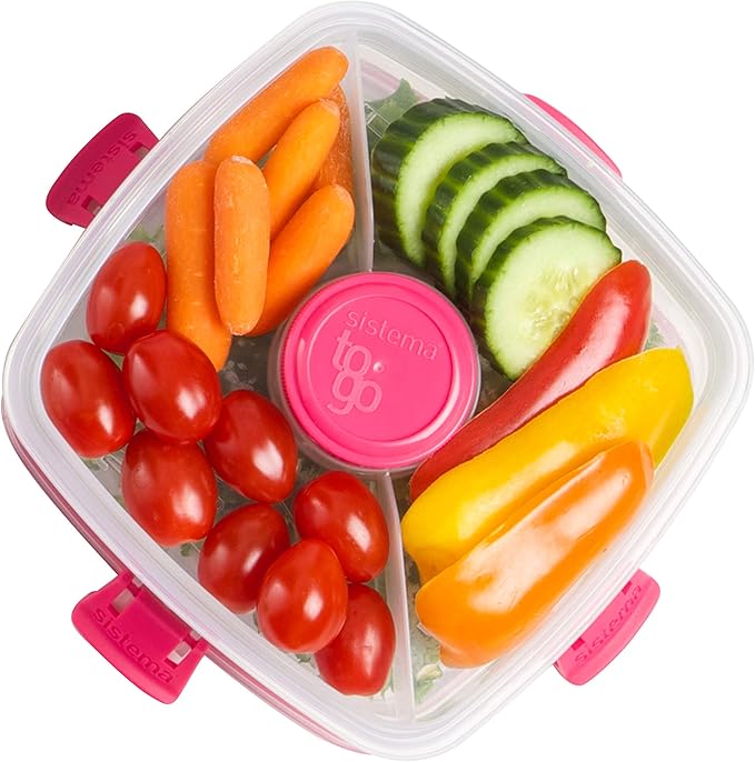 4/Pack Sistema Klip It Salad To Go Container Freezer 4.5 Cup Assorted Colors