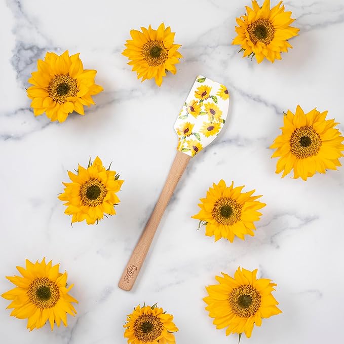 Tovolo Spatulart ‘Sunflower’ Silicone Spatula with Wood Handle – BPA Free, Heat-Resistant, Ideal for Baking, Mixing & Meal Prep