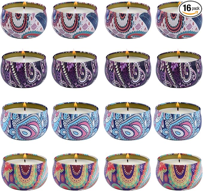 kedtui Scented Candles Gift Set, 16 Pack Aromatherapy Candle, Natural Soy Wax Travel Tin Candles for Home Scented, Ideal for Christmas, Birthday, Thanksgiving, Valentines Day Gifts