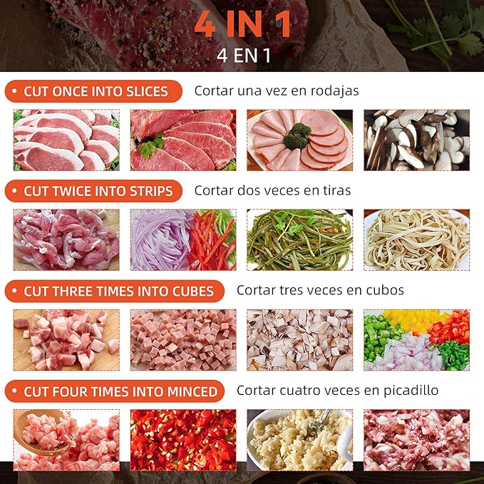 NEWTRY 30mm/1.2inch Commercial Meat Cutter, 110V Meat Cutter Machine, 1100LB/H Electric Meat Cutting Machine, Meat Slicer Shredder Restaurant, for Boneless Meat