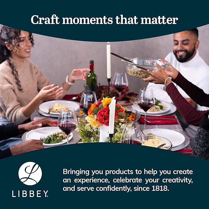 Libbey Baker’s Basics 5 Piece Glass Baking Dish Set with 1 Lid, Stackable, Clear Versatile Casserole Dish Set, Baking Glassware Set for Food Prep