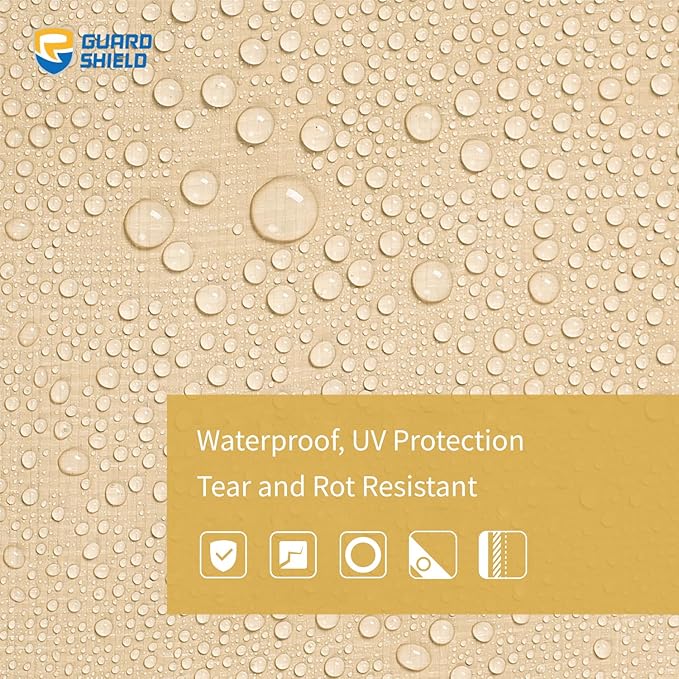 GUARD SHIELD Beige Tarp Heavy Duty Waterproof 20x40 Feet Outdoor Poly Tarps Cover Square Thick UV Resistant Canopy Tarpaulin with Grommets 10mil