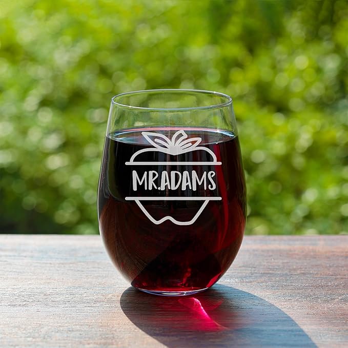 Personalized Teacher Gifts, Custom Wine Glasses for Women, Teachers Appreciation Gift，Engraved Funny Gift for Preschool Elementary High School Teacher Professor
