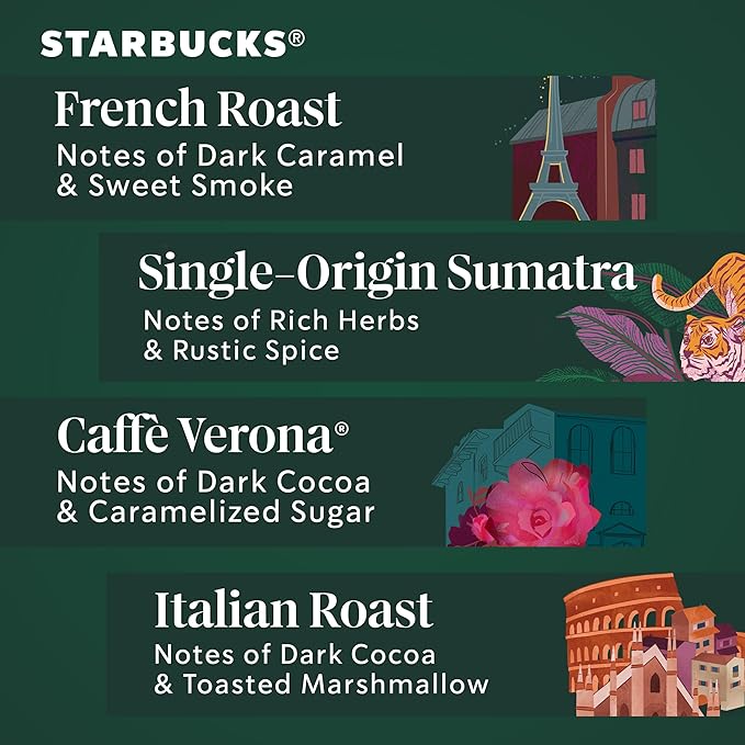 Starbucks K-Cup Coffee Pods, Dark Roast Hot or Iced Coffee, Variety Pack, 96 Keurig Pods