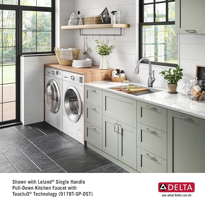 DELTA FAUCET Lorelai 24-inch Workstation Laundry Utility Kitchen Sink Undermount 16 Gauge Stainless Steel Single Bowl with WorkFlow Ledge and a Kit of 5 Accessories, 95B9132-24SL-SS