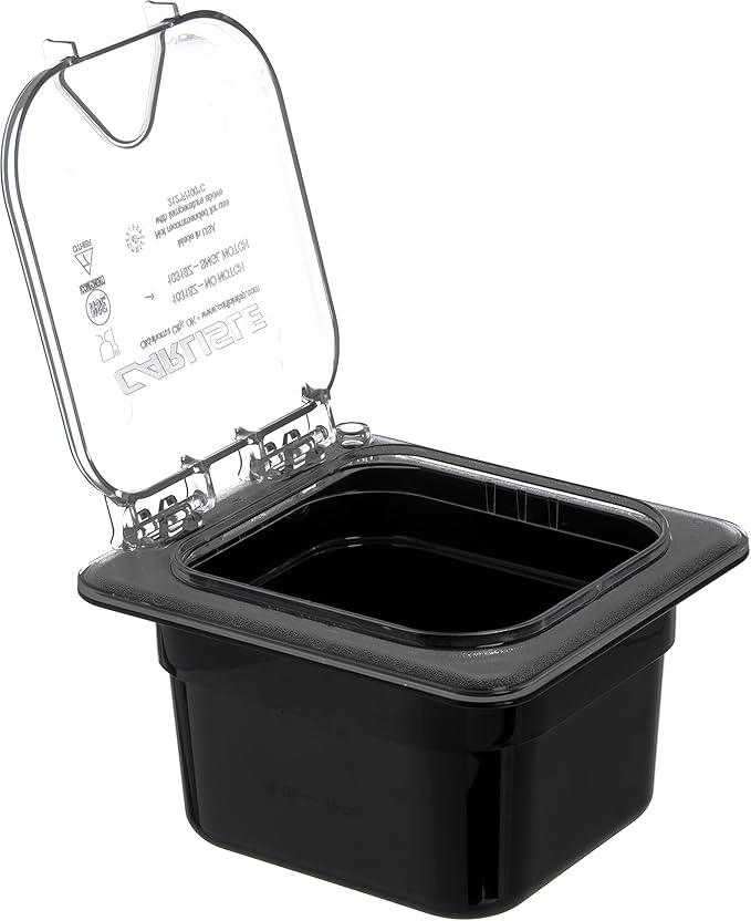 Carlisle FoodService Products Storplus 1/6-Size Plastic Food Pan, Food Storage Container, for Catering, Buffets, Restaurants, Polycarbonate, 1/6 Size, 4 Inches Deep, Black, (Pack of 6)