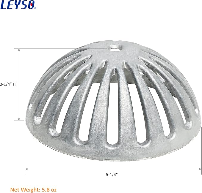 Leyso Heavy Duty Aluminum Drain Covers, Sink Drain Cover, Floor Drain Cover, Dome Strainer Cover for Compartment Sink, Kitchen, Outdoor, Garden, Restaurant 5-1/2" W x 2-1/4"H (5 PCS)