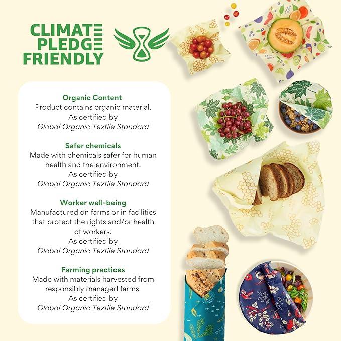 Bee's Wrap Beeswax Wraps for Food - Cut to Size Wax Paper Roll - Made in USA Reusable Waxed Paper & Bowl Covers - Organic & Eco-Friendly Alternative to Aluminum Foil & Plastic Wrap, Seasons Greetings