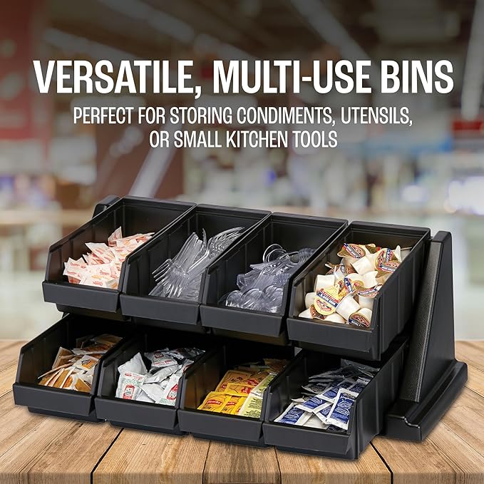 Cambro Versa Self Serve Condiment Bin - 8 Storage Bins - Ideal for Food and Coffee Condiments (Black)