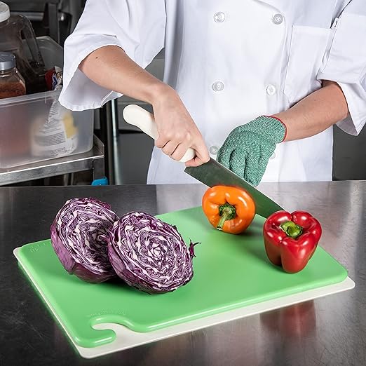 San Jamar CB121812 Cut-N-Carry Co-Polymer Cutting Board, 18" Length x 12" Width x 1/2" Thick, Green (CB121812GN)