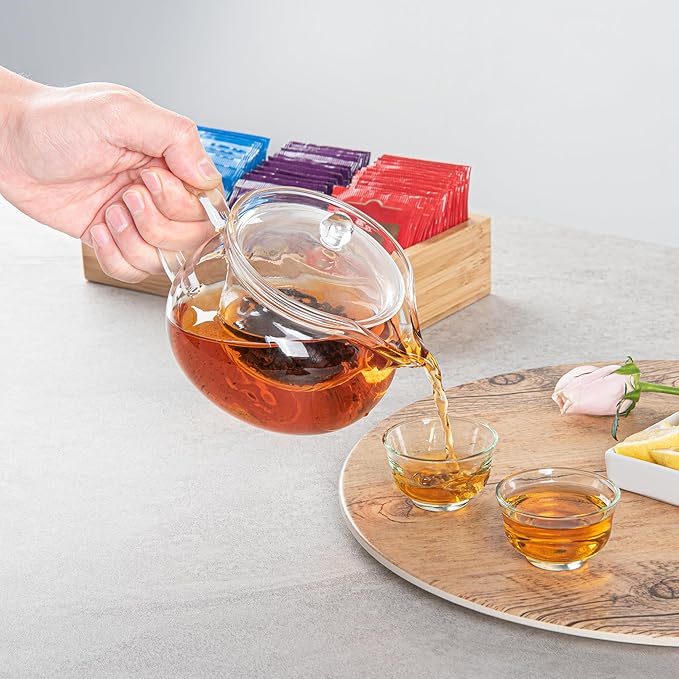 Restaurantware Forma 17 Ounce Glass Teapot 1 Double Wall Glass Tea Kettle - Does Not Chip Reusable Clear Glass Double Wall Teapot Rolled Rim Dishwashable