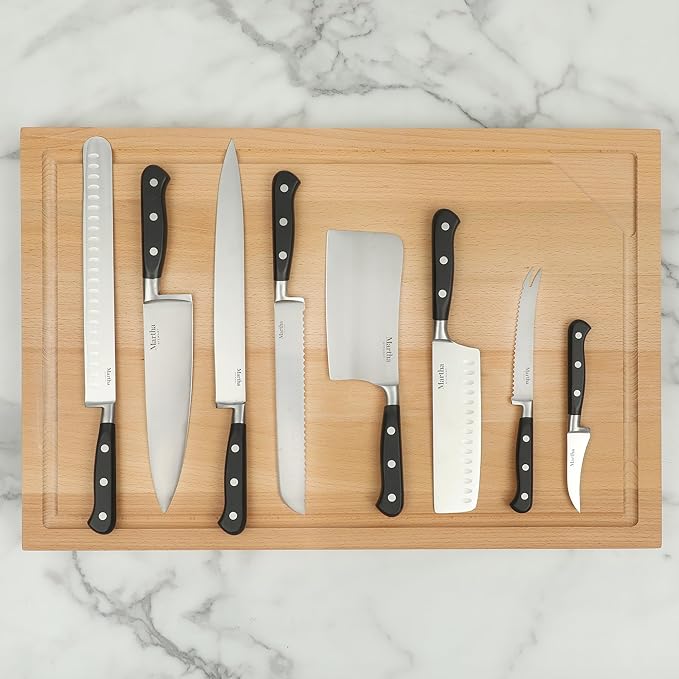 Martha Stewart Carverton 10" Slicer Knife, High Carbon Stainless Steel Kitchen Knives w/Black Triple Riveted Handle