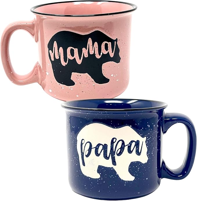 Mama Bear & Papa Bear Coffee Mug Gift Set - Cute, Large Coffee Cup Sets for Parents, Couples, Grandparents - Unique Fun Gifts for Him, Her, Birthday, Anniversary, Mother's Day, Father's Day, Christmas